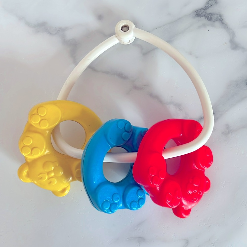 Vintage Playskool Baby Bear Rattle Ring Toy
